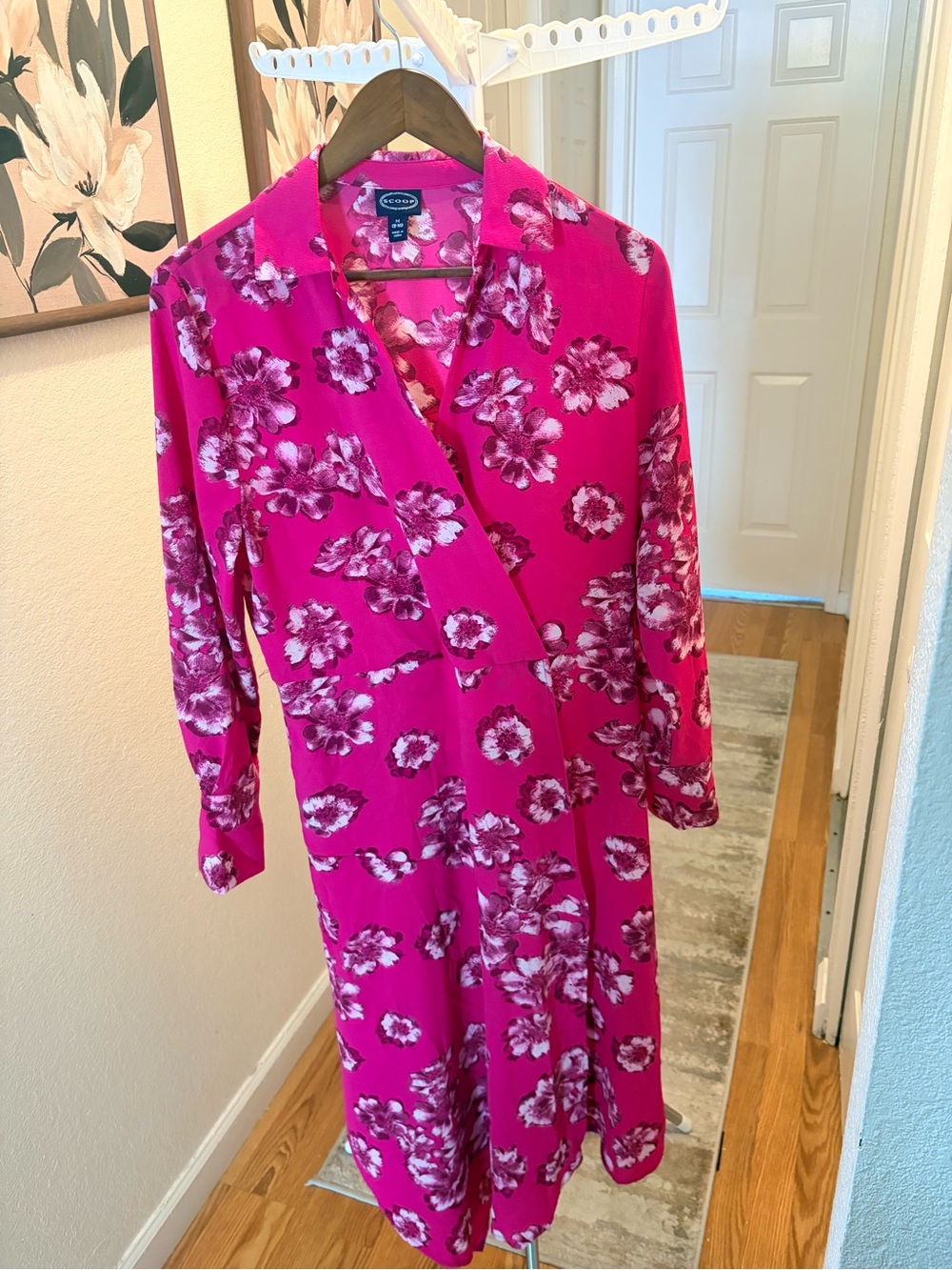 Scoop Floral Fuchsia Blouse